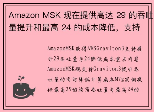 Amazon MSK 现在提供高达 29 的吞吐量提升和最高 24 的成本降低，支持 AWS G